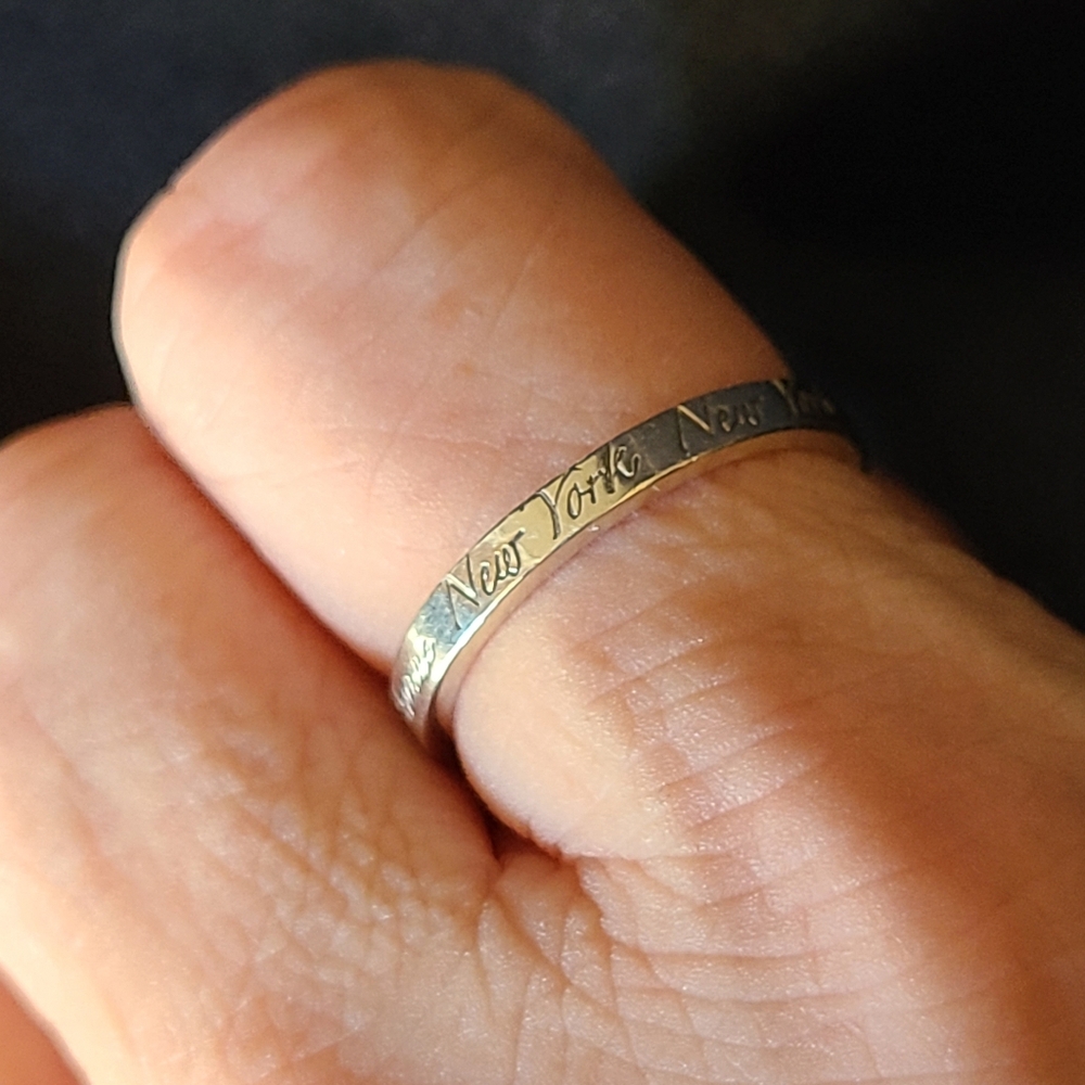 Tiffany & Co. Silver Notes 727 5th Ave New York Ring Size 8.5